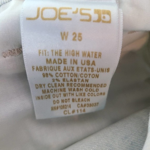 Joe's Jeans The High Water Ankle Mid Rise Blue White Jeans 25W NWT - Picture 7 of 7